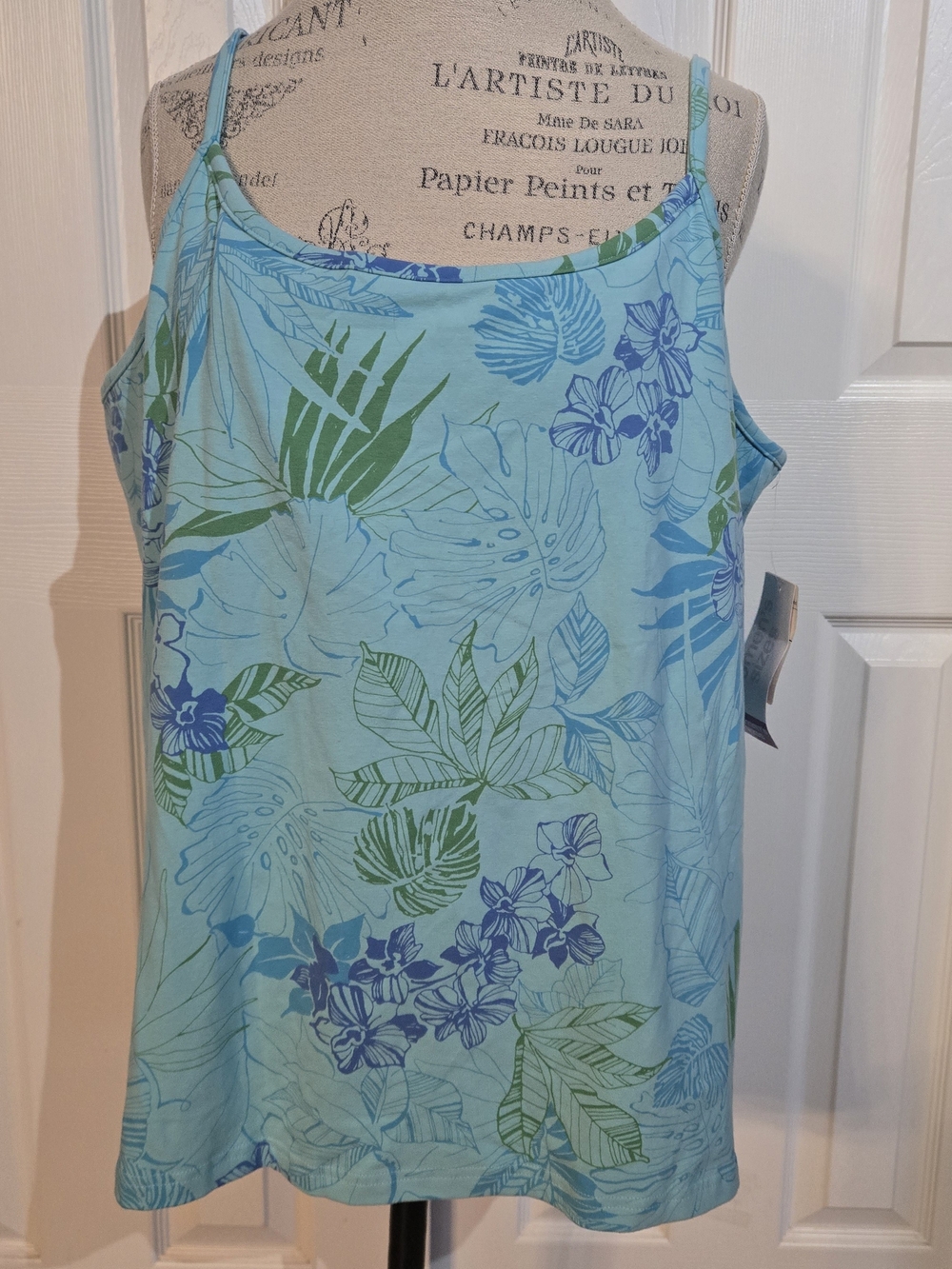 St. John's Bay Light Blue Tropical Print Camisole
